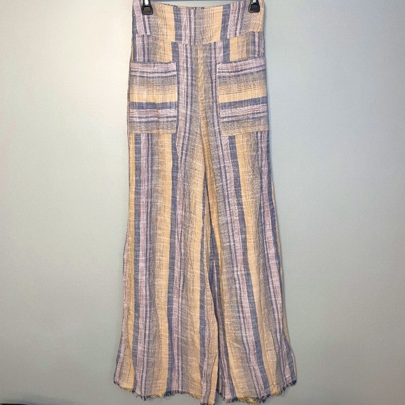 EUC Free People Moonlight Pull On Pants Smocked High Waist Size Small - Picture 3 of 8